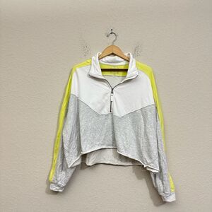 FREE PEOPLE Split Second Sweatshirt Colorblock 1/2 Zip Pullover Cropped